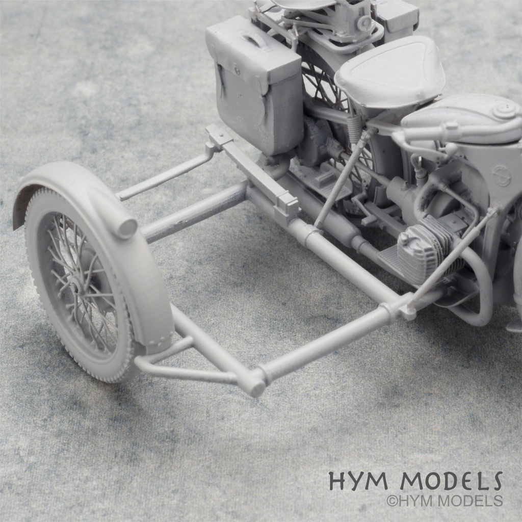 1:35 WWII German military motorcycle R12 & SIDECAR full kit in 3D resin (1 car)