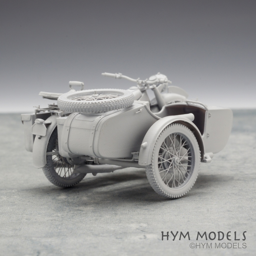 1:35 WWII German military motorcycle R12 & SIDECAR full kit in 3D resin (1 car)