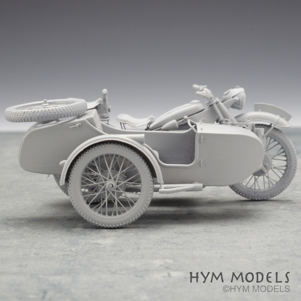 1:35 WWII German military motorcycle R12 & SIDECAR full kit in 3D resin (1 car)