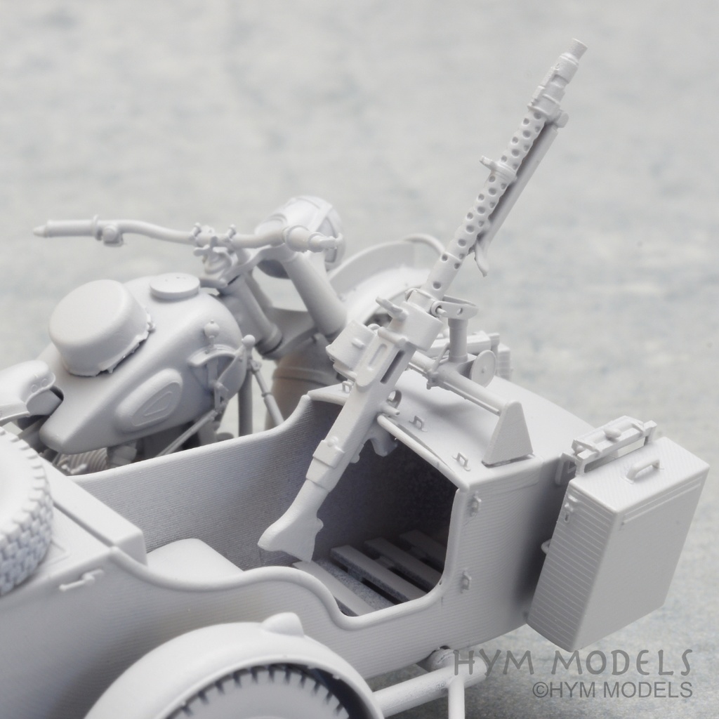 1/35 第二次大戦ドイツ軍用バイク R75 サハラ (後期型)& サイドカー3Dレジン製フルキット (1台分)