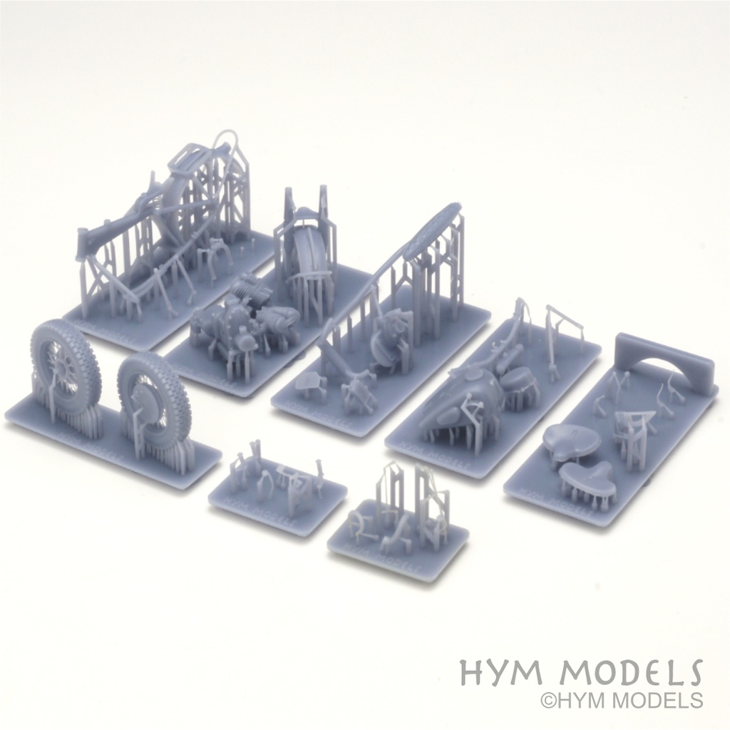 1/35 第二次大戦ドイツ軍用バイク R75 サハラ (後期型)& サイドカー3Dレジン製フルキット (1台分)