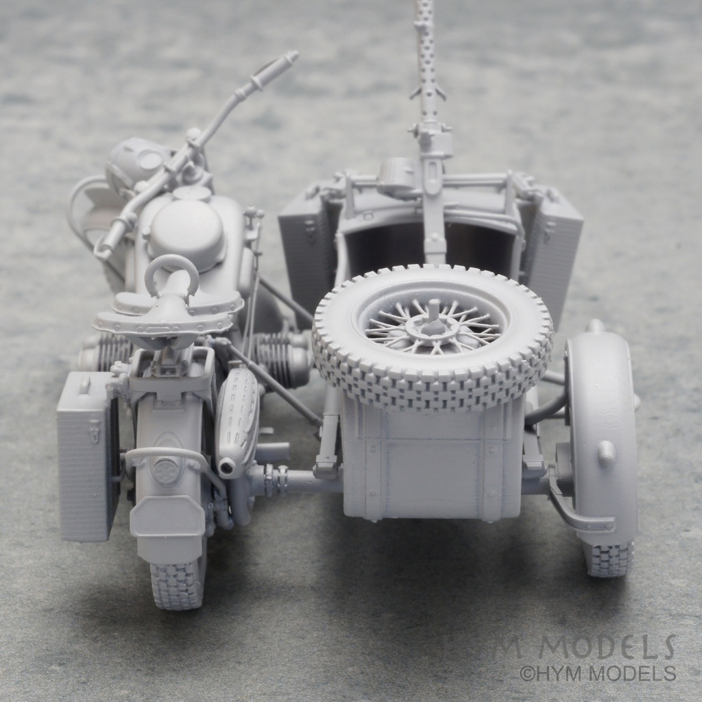 1/35 第二次大戦ドイツ軍用バイク R75 サハラ (後期型)& サイドカー3Dレジン製フルキット (1台分)