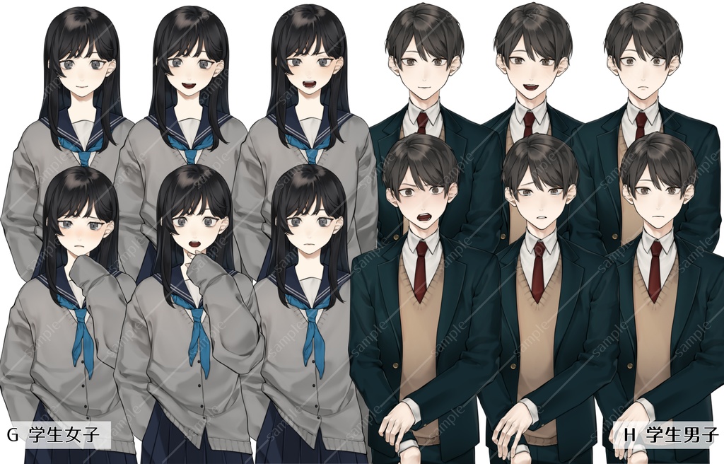 【立ち絵素材01】老若男女 【無料版あり】