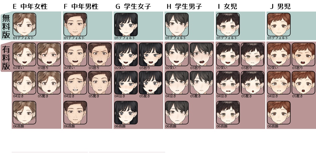 【立ち絵素材01】老若男女 【無料版あり】