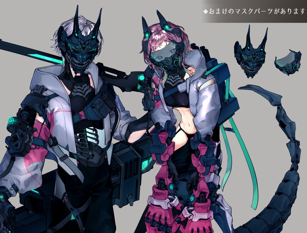 【立ち絵素材06】サイバーパンク風男女 【表情20種】