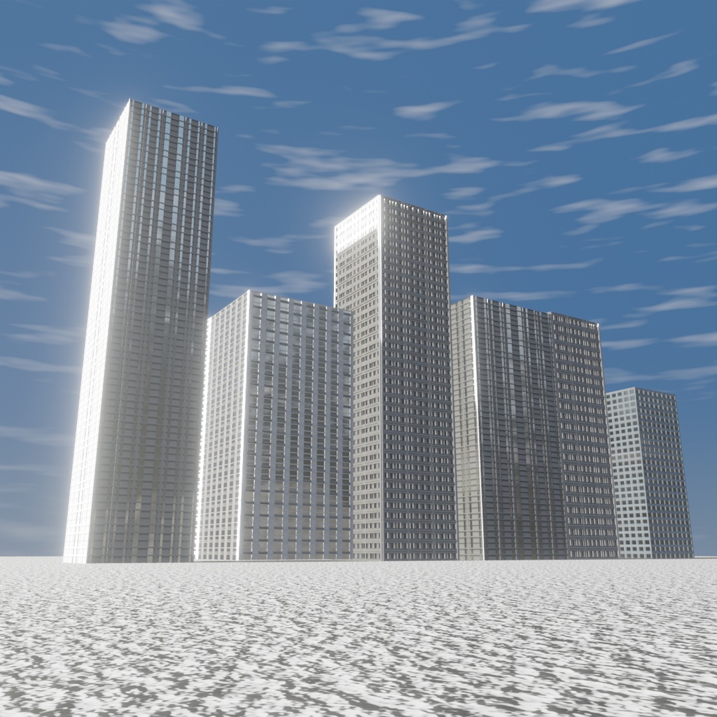 【無料DL可】ビル(6種類)【3Dモデル】