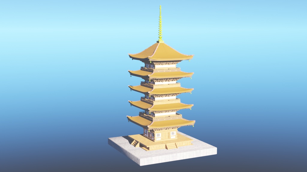 【無料DL可】五重塔【3Dモデル】