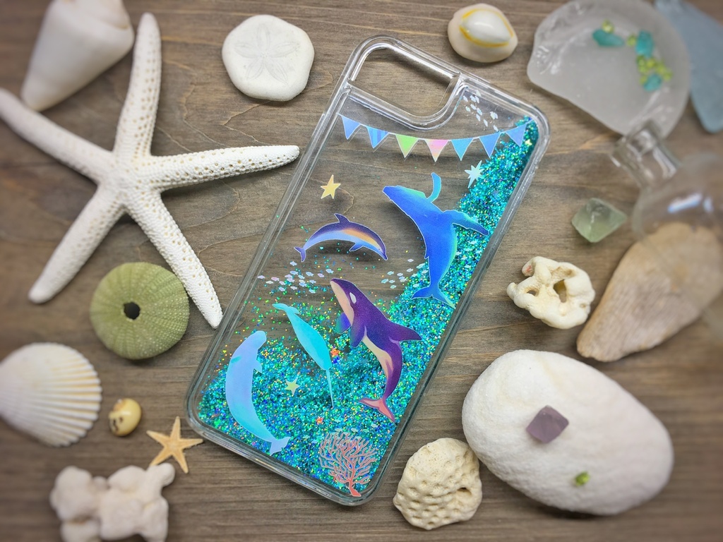海の生き物 グリッターケース Iphone Galaxy Ame Nico Booth