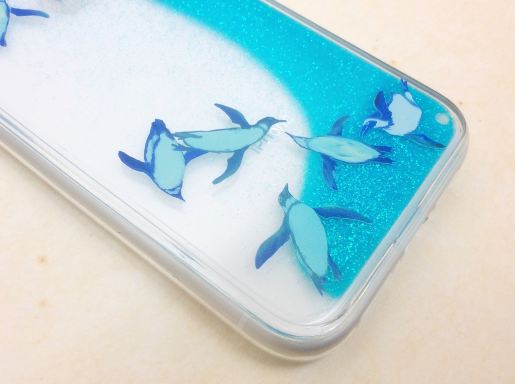 空飛ぶペンギン グリッターケース iphone/Galaxy