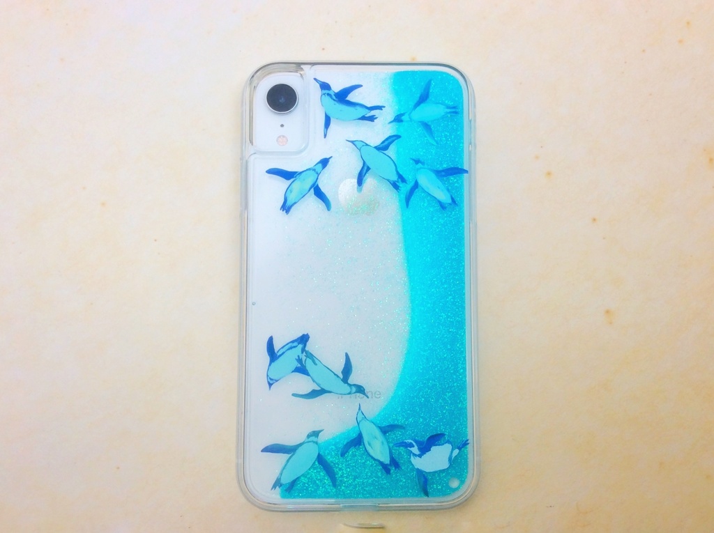空飛ぶペンギン グリッターケース iphone/Galaxy
