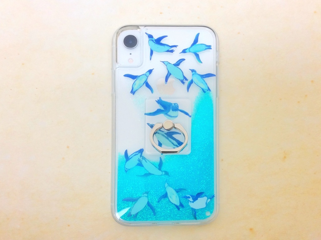 空飛ぶペンギン グリッターケース iphone/Galaxy