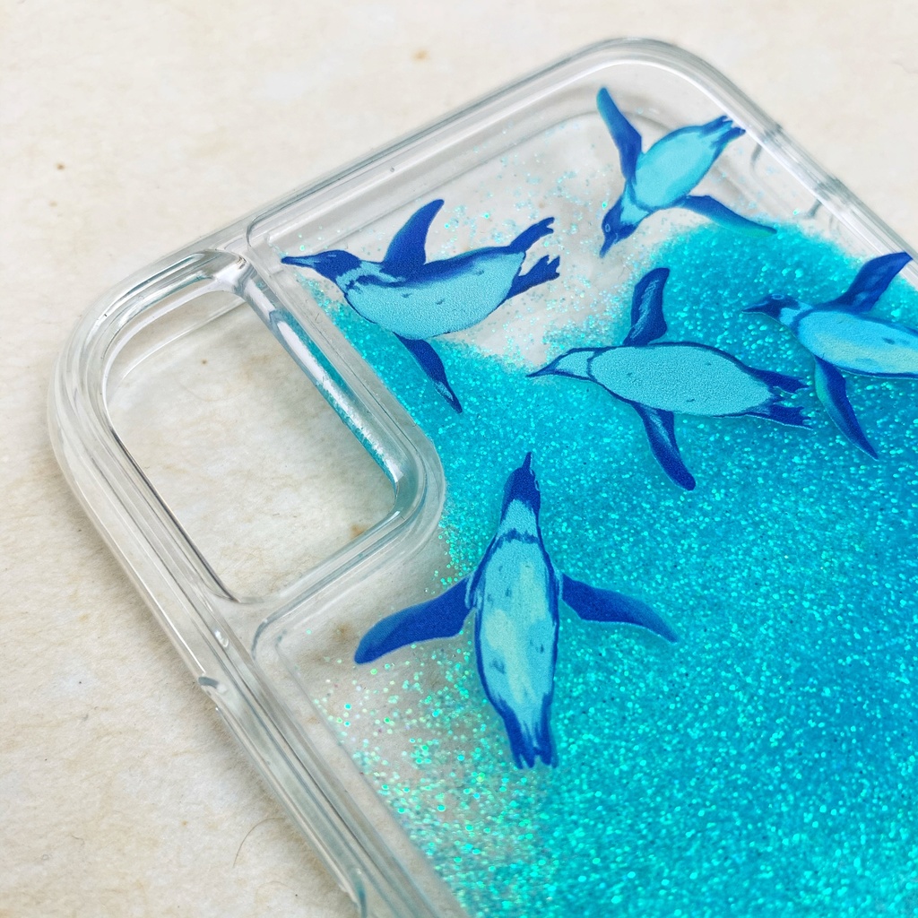 空飛ぶペンギン グリッターケース iphone/Galaxy