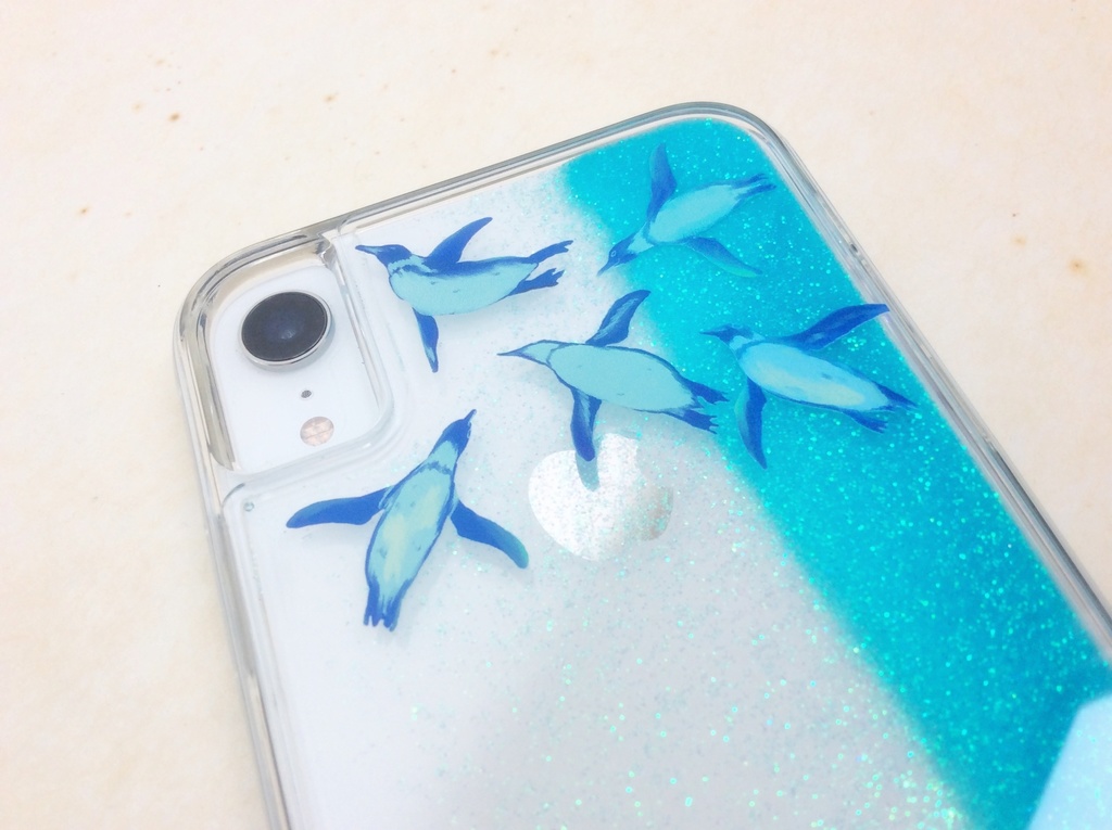 空飛ぶペンギン グリッターケース iphone/Galaxy