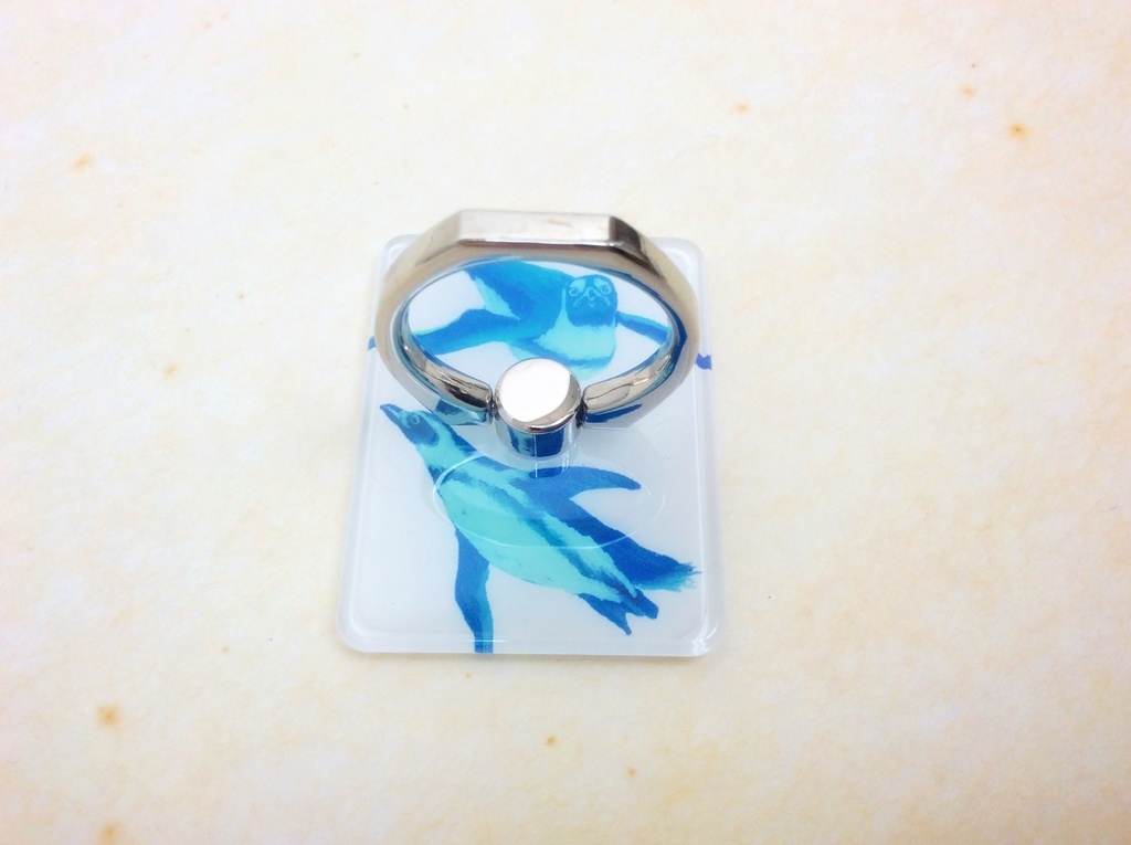 ペンギンのスマホリング(白)