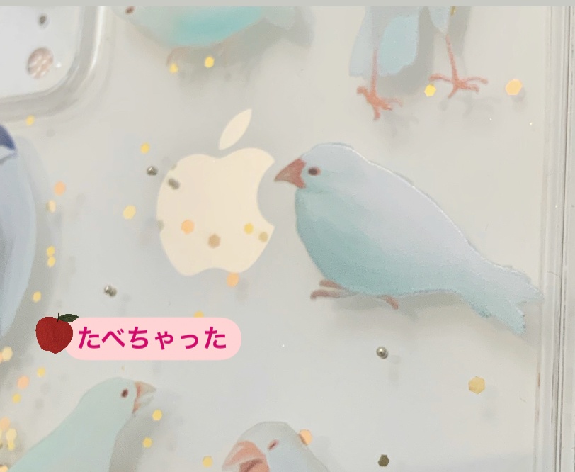 文鳥のスマホケース(グリッター入り)