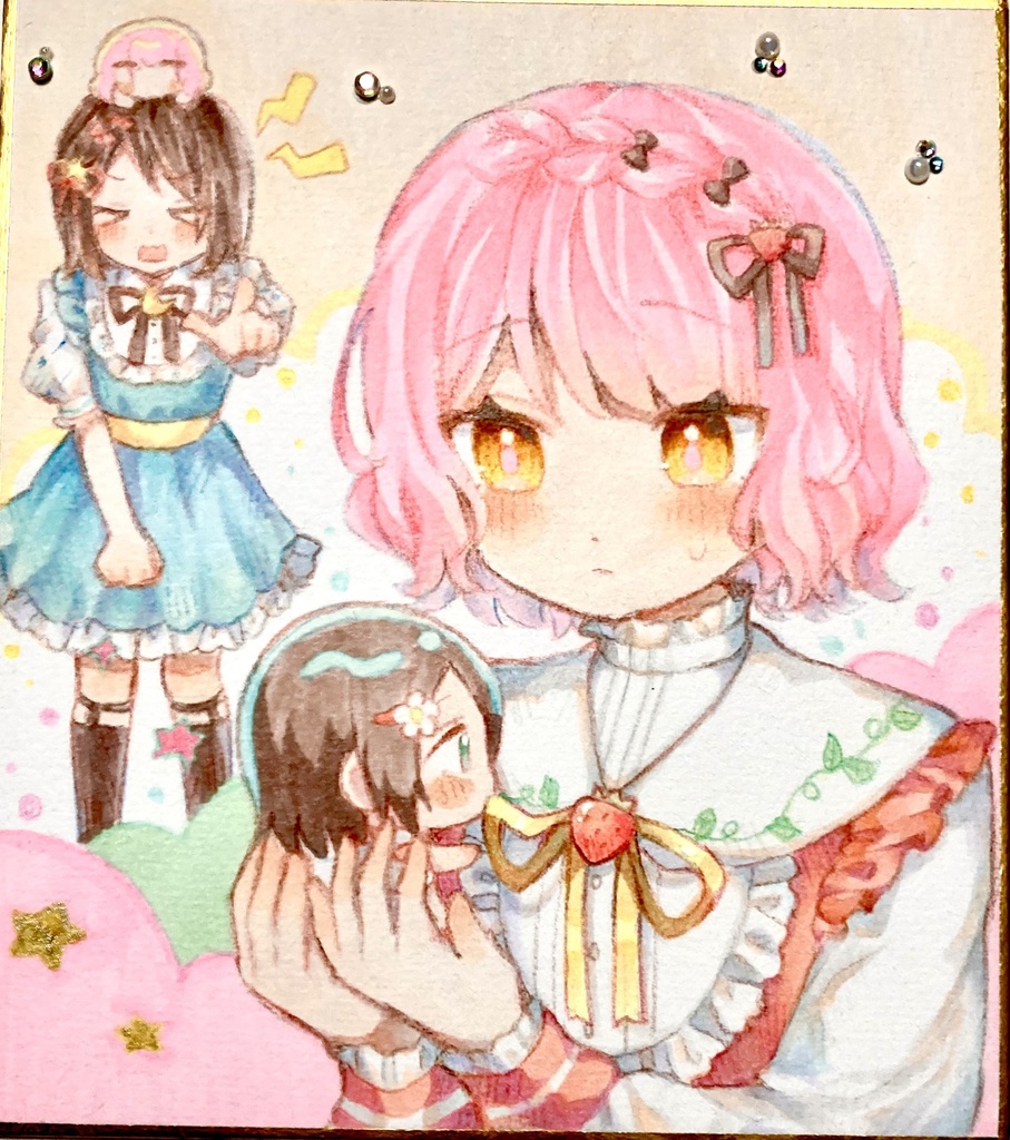 【原画】ミニ色紙【創作百合】