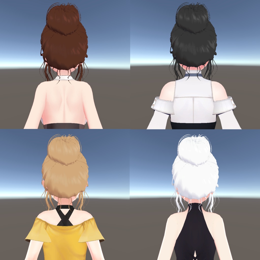 【VRC想定】お団子ヘアー