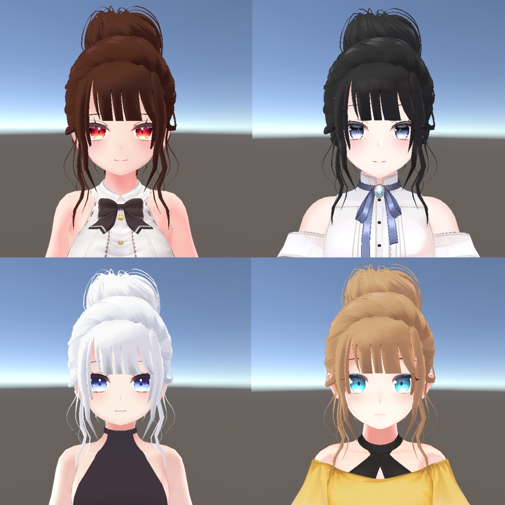 【VRC想定】お団子ヘアー