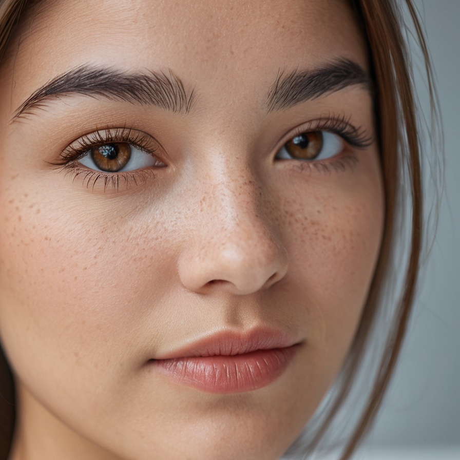 【スキンケア広告・LP向け】リアルな素肌感を伝える|そばかすのある女性ポートレート素材(1枚)