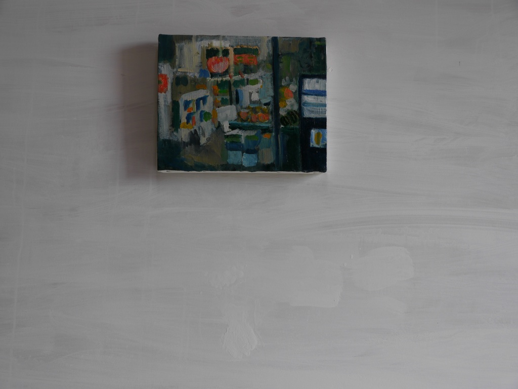 22×27㎝「夕方の八百屋」F3・油彩・原画