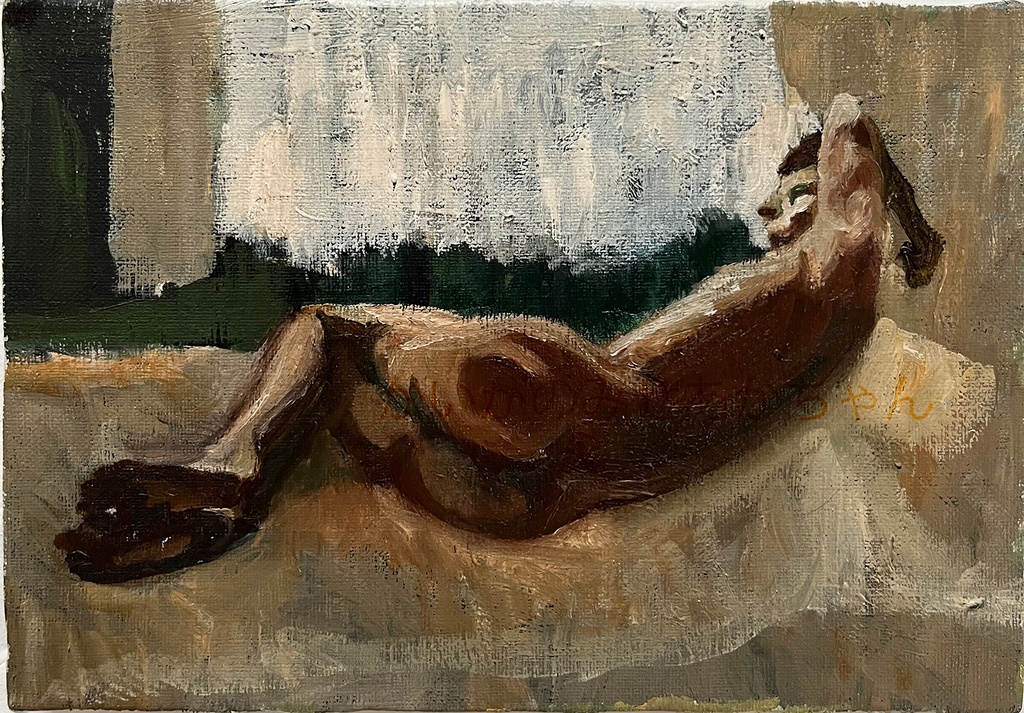 16×23㎝「真昼の光の中のヌード2」サムホール・油彩・原画