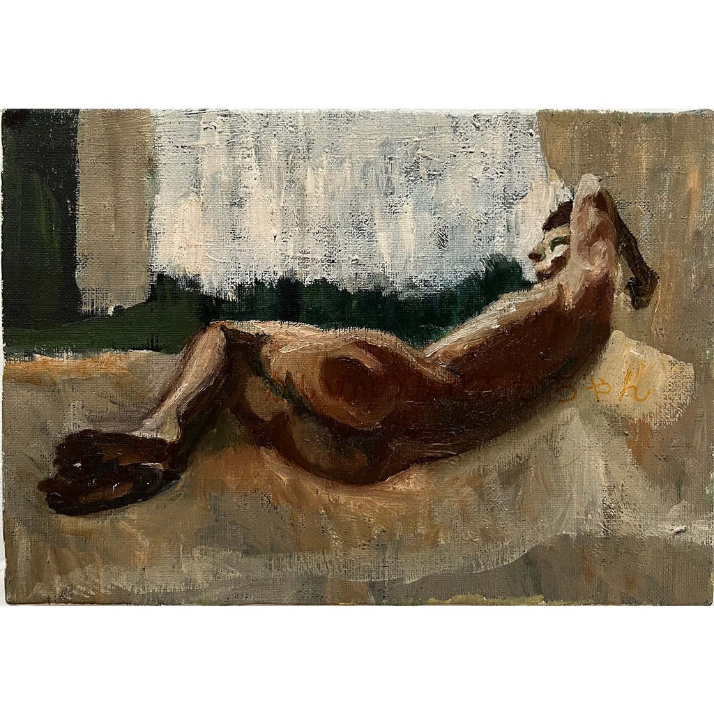 16×23㎝「真昼の光の中のヌード2」サムホール・油彩・原画