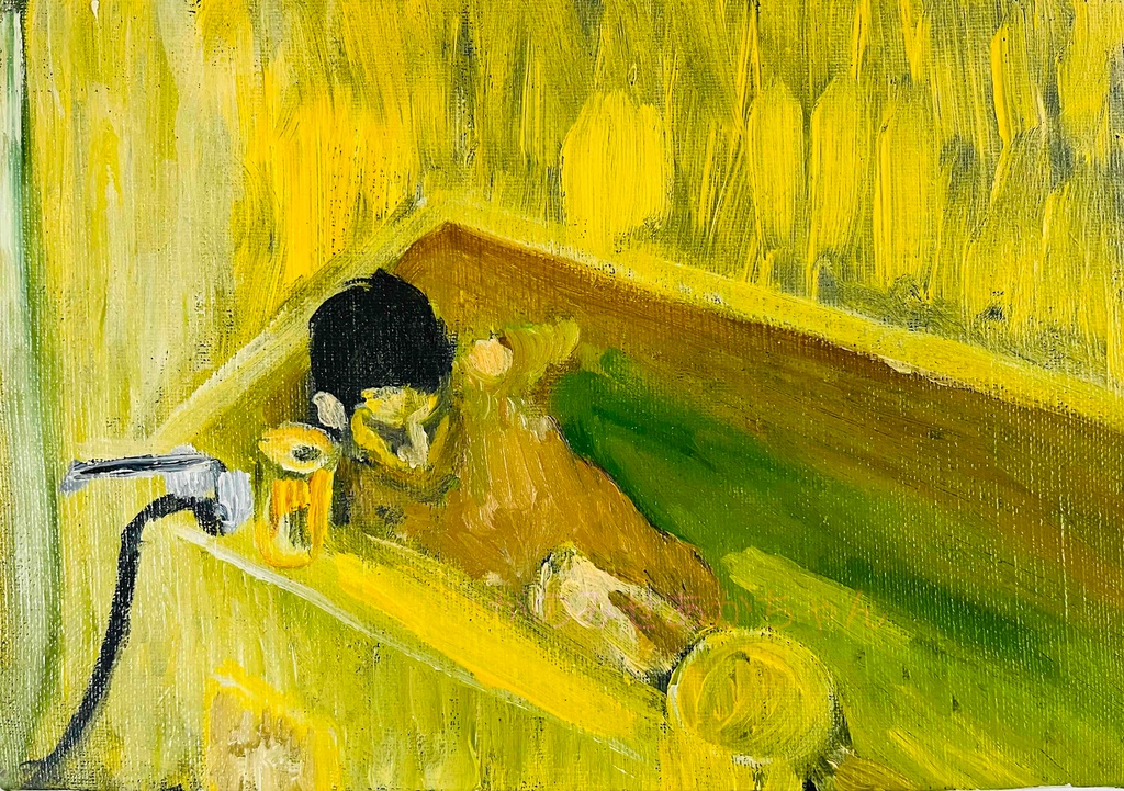 16×23㎝「痒い背中」サムホール・油彩・原画