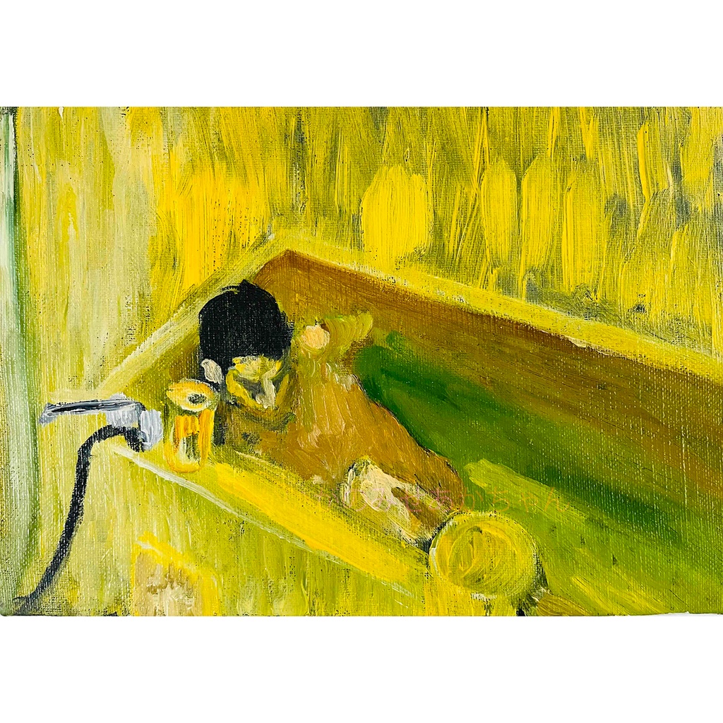 16×23㎝「痒い背中」サムホール・油彩・原画