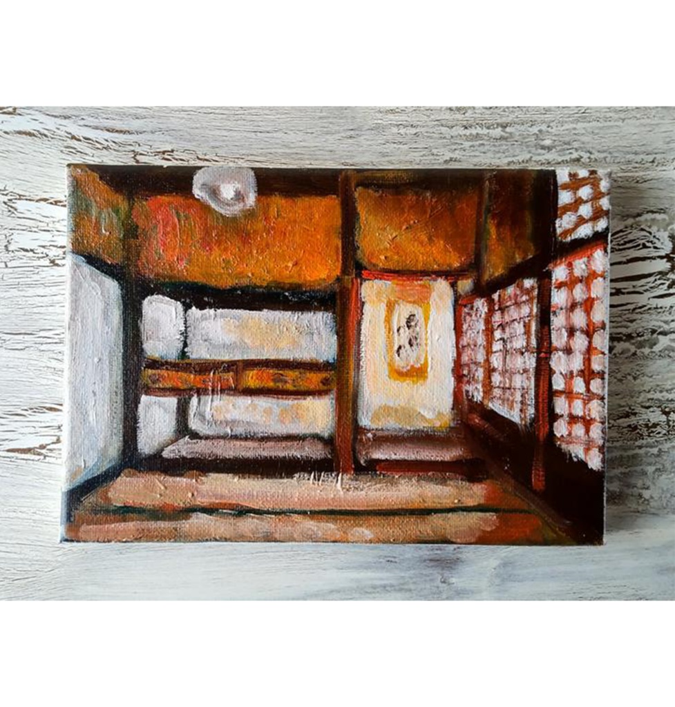 原画「小さな和室」サムホール・油彩