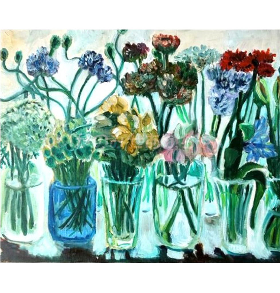 38×46㎝「窓辺の花瓶」F8・油彩画・原画