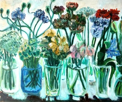 38×46㎝「窓辺の花瓶」F8・油彩画・原画