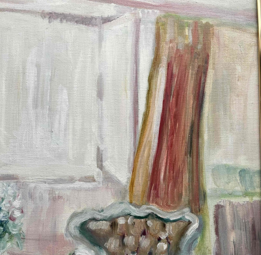 46×53㎝「窓辺の椅子とテーブル」F10・油彩画・額装・原画