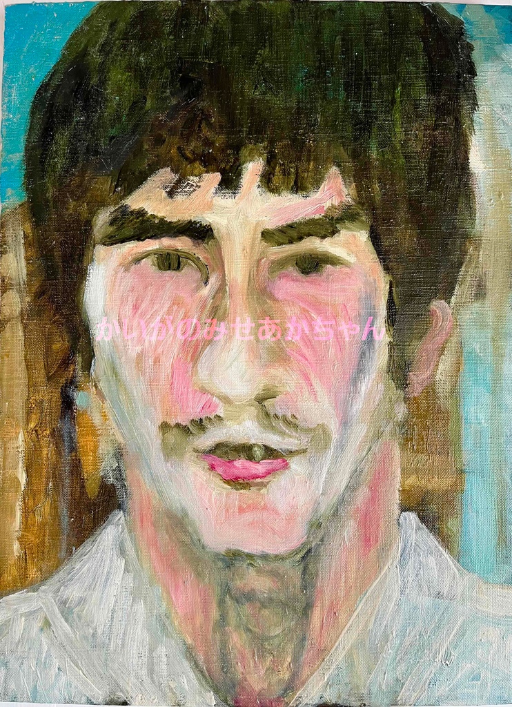 33×46㎝「アカキチの肖像」P8・油彩画・原画 フレーム無し