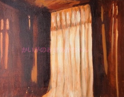32×41㎝「夕方の部屋の中」F6・油彩画・原画