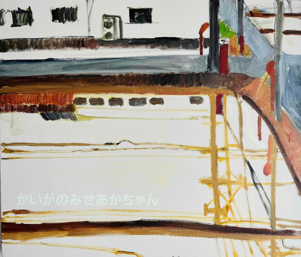 46×53㎝「田植え前の水田」F10・油彩画・原画