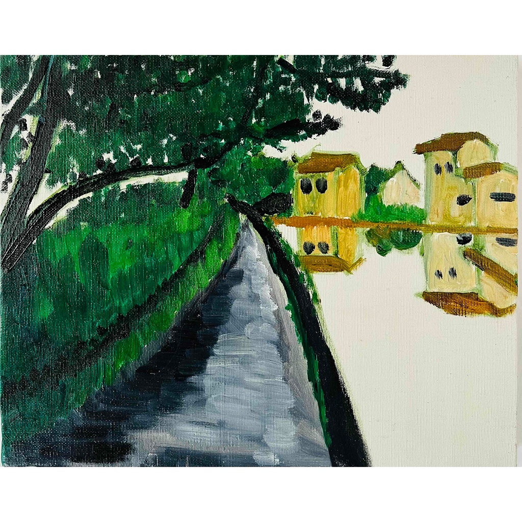 22×27㎝「田植え前の水田２」F3・油彩・原画