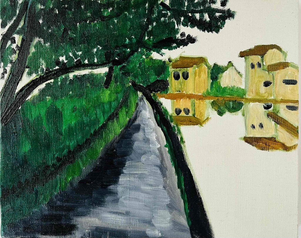 22×27㎝「田植え前の水田2」F3・油彩・原画