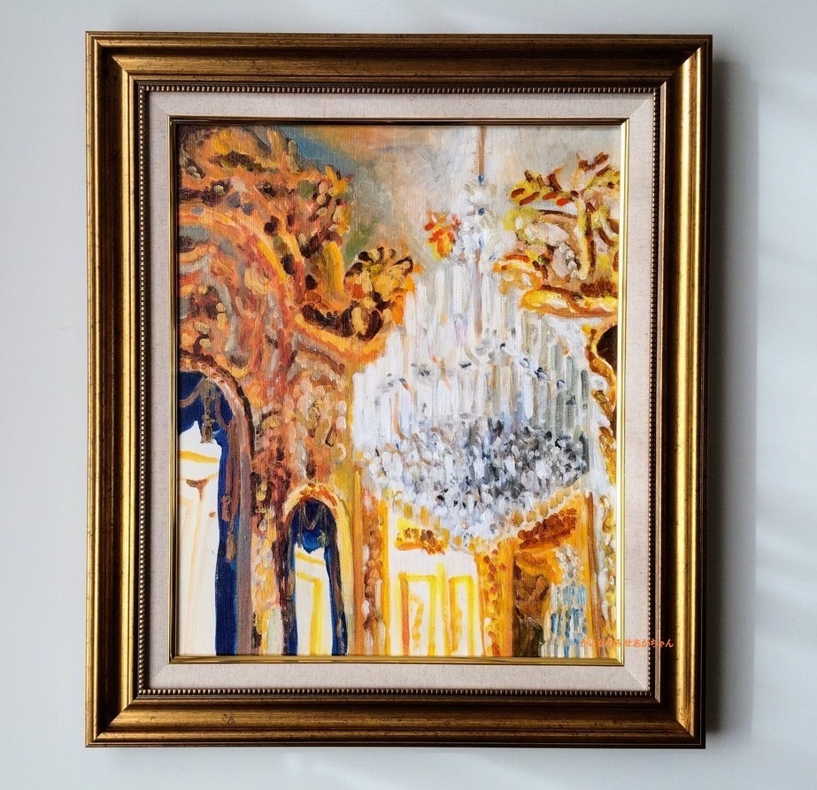 金縁額装絵画「シャンデリア」原画・F8・油彩画 chandelier With frame