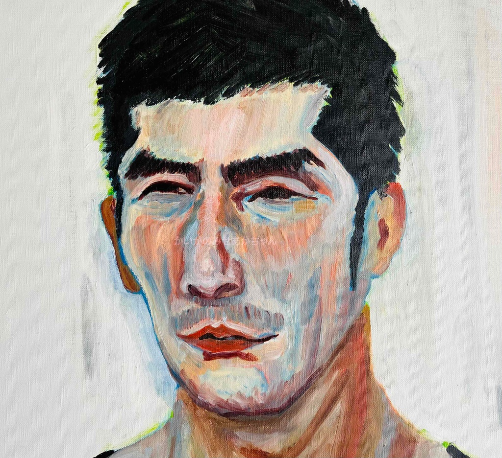 46×53㎝「労働者の肖像」F10・油彩・原画