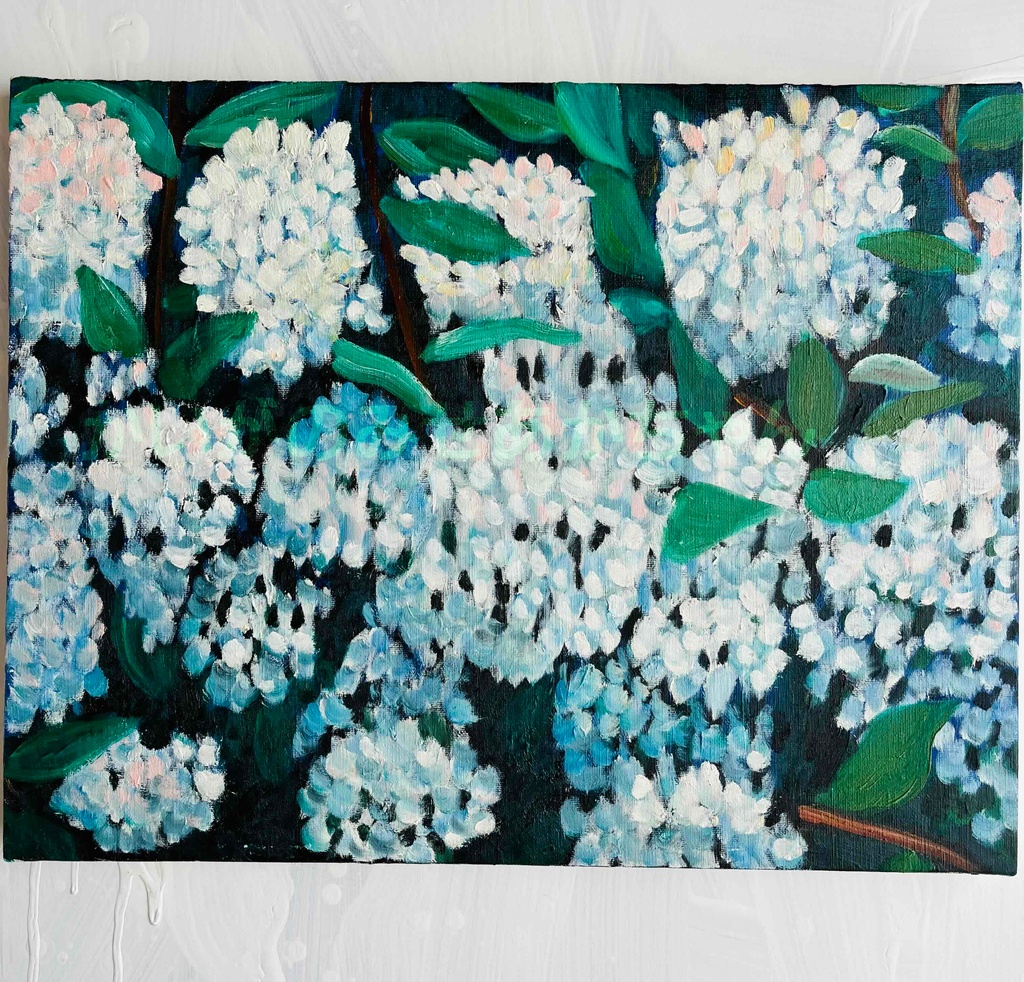 油彩・原画「紫陽花」絵画・F6（32×41㎝）フレーム無し