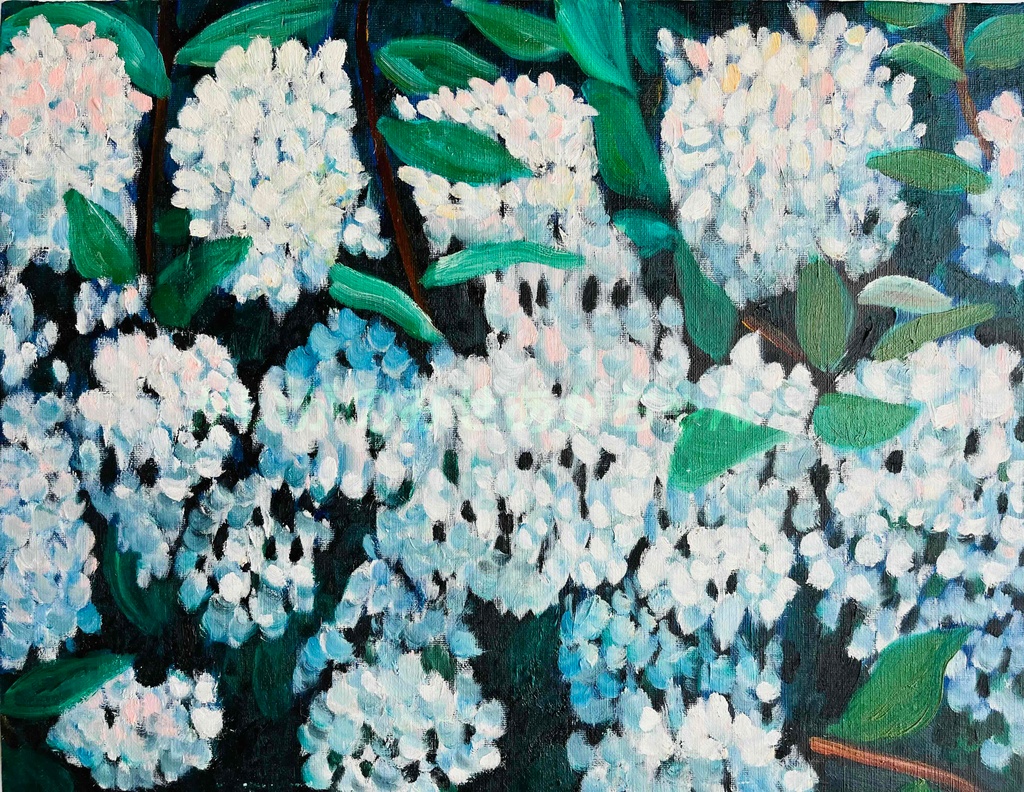 油彩・原画「紫陽花」絵画・F6(32×41㎝)フレーム無し