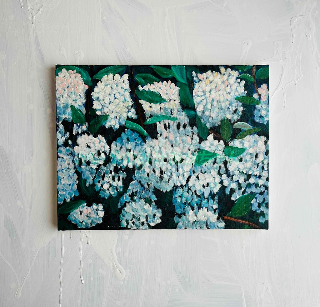 油彩・原画「紫陽花」絵画・F6(32×41㎝)フレーム無し