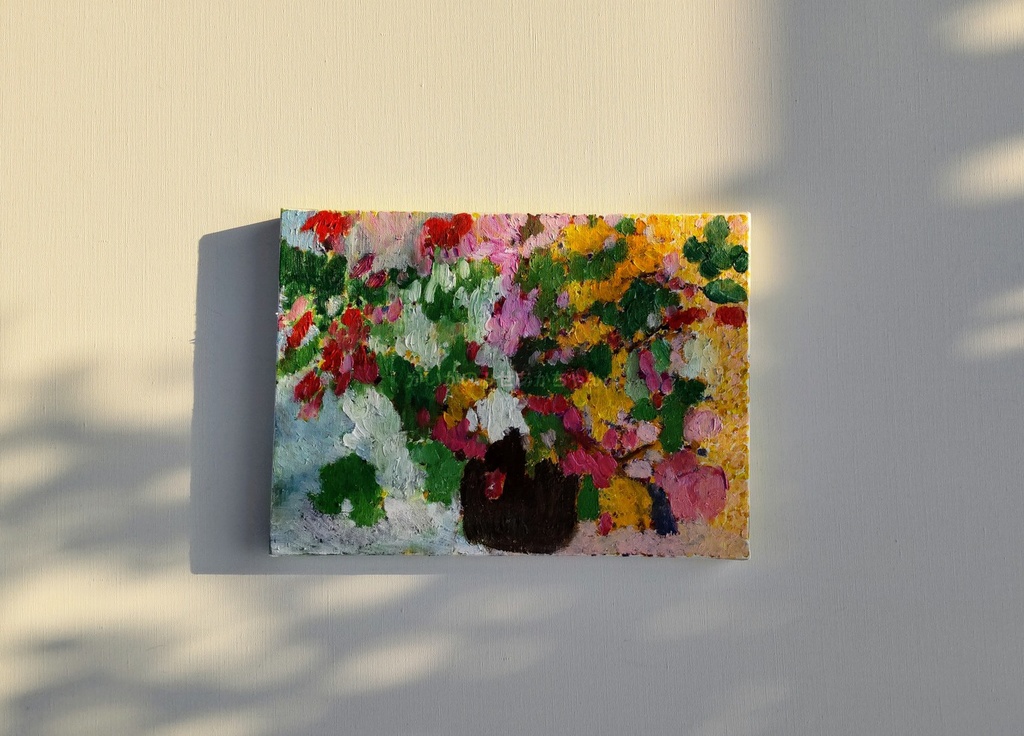 24×32㎝「花瓶の花」F4・油彩画・原画 フレーム無し