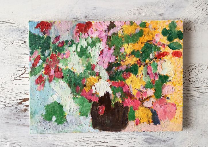 24×32㎝「花瓶の花」F4・油彩画・原画 フレーム無し