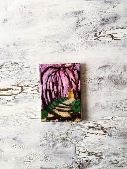 16×23㎝「桜並木」サムホール・油彩・原画