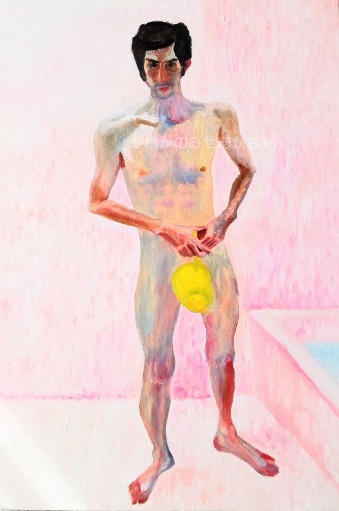 41×61㎝「浴室に立つ裸の男」M12・油彩・原画