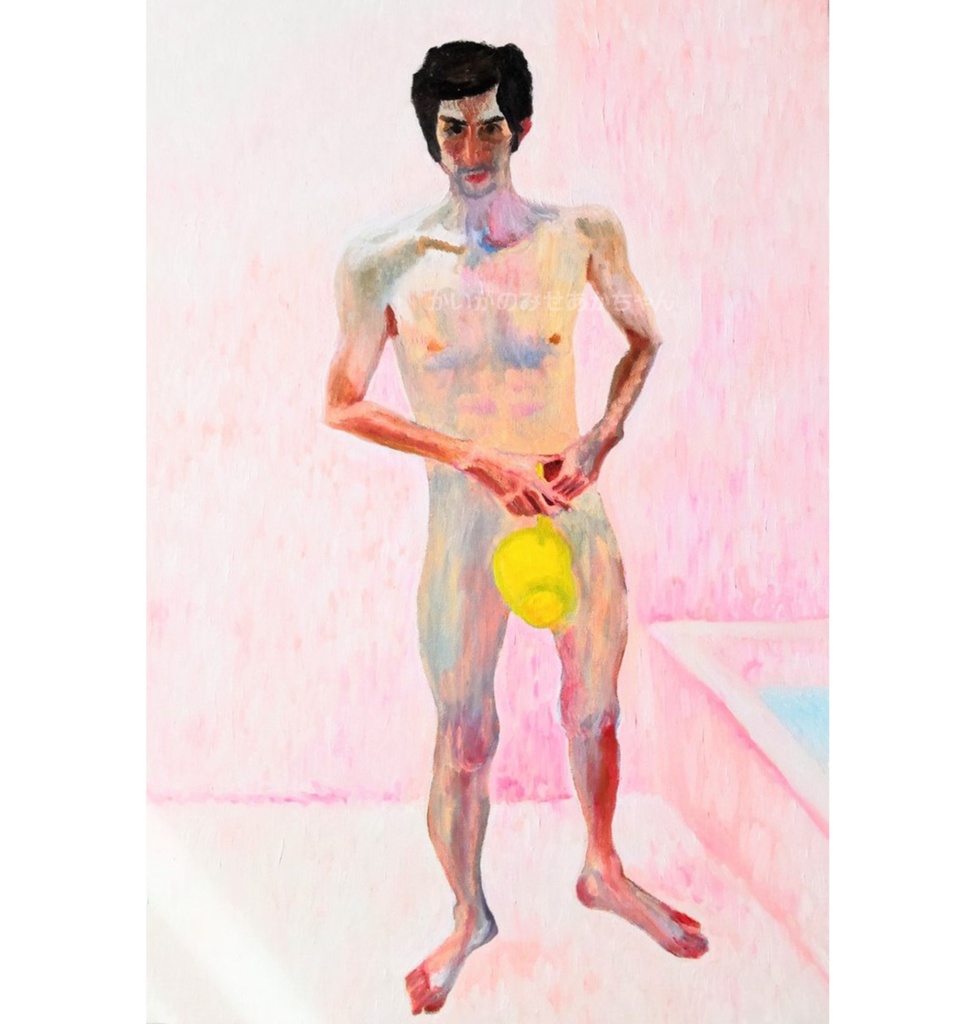 41×61㎝「浴室に立つ裸の男」M12・油彩・原画