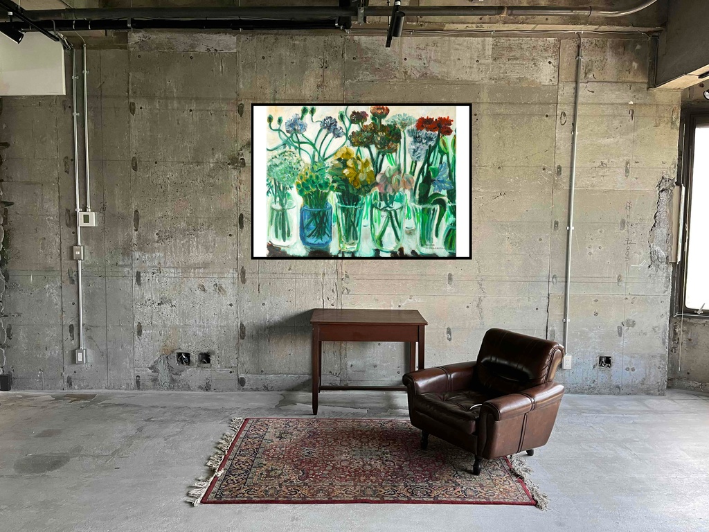 アートポスター 室内用 A2サイズ 窓辺の花瓶 フレーム無し 受注制作