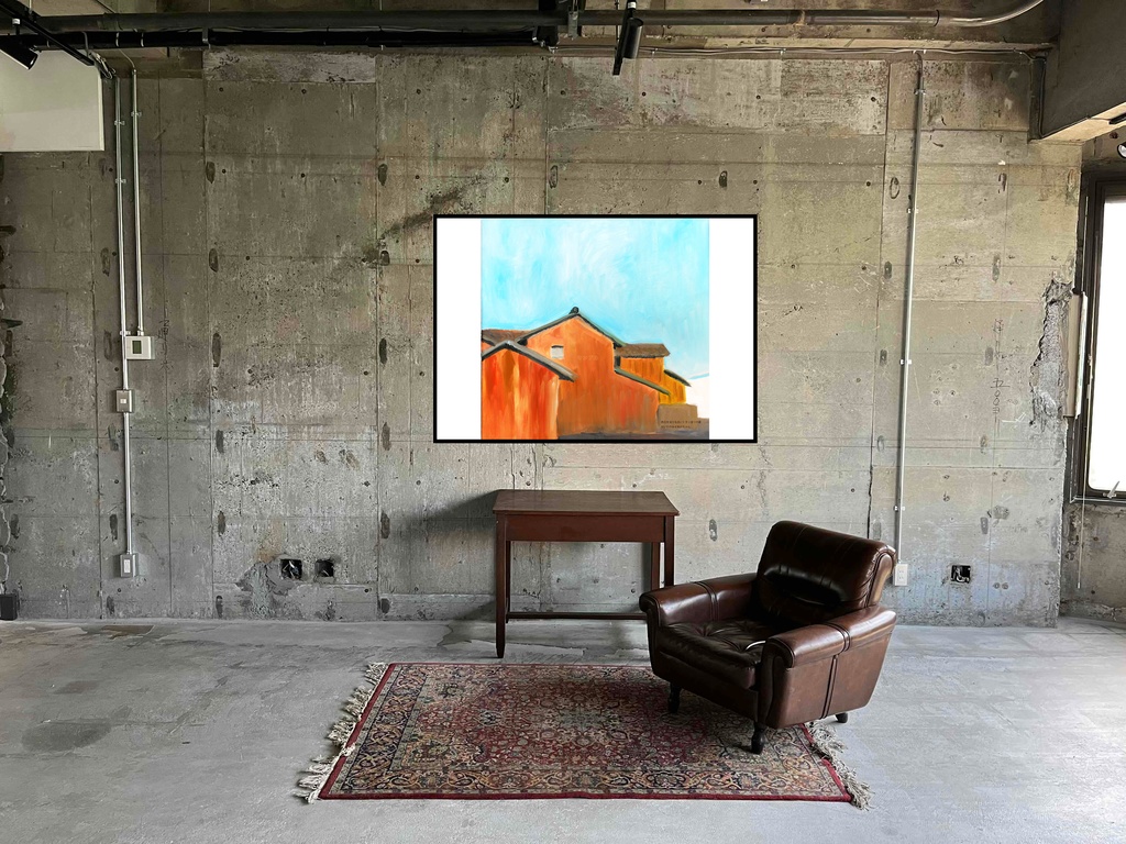 アートポスター 室内用 A2サイズ 西日を浴びるトタン造りの家 フレーム無し 受注制作