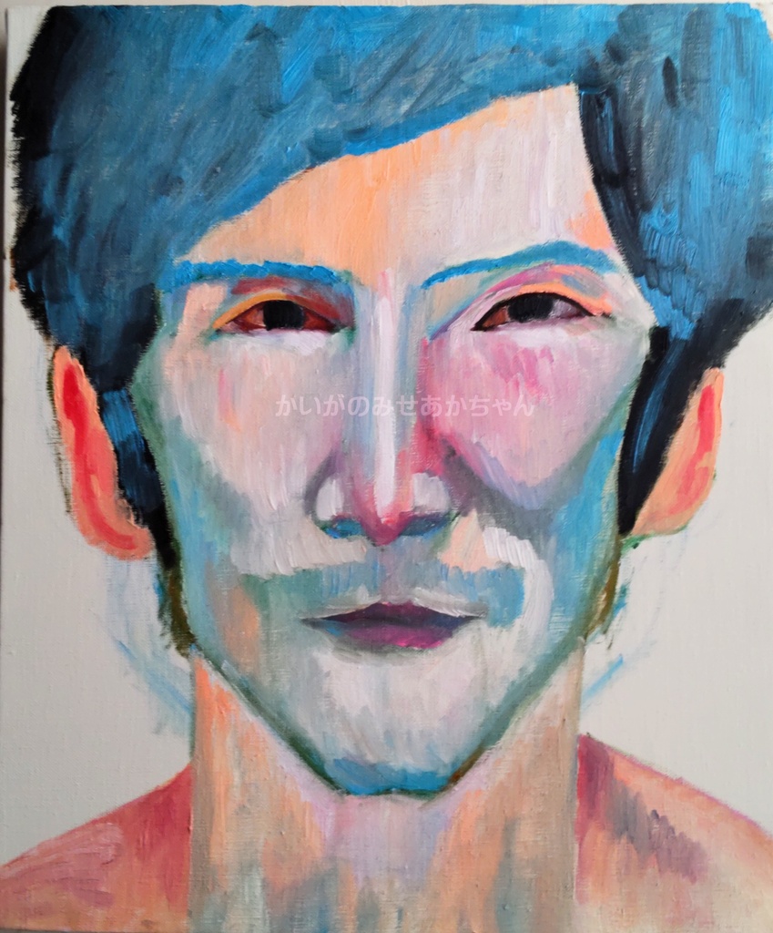 38×46㎝「トラックドライバーの肖像」F8・油彩・原画